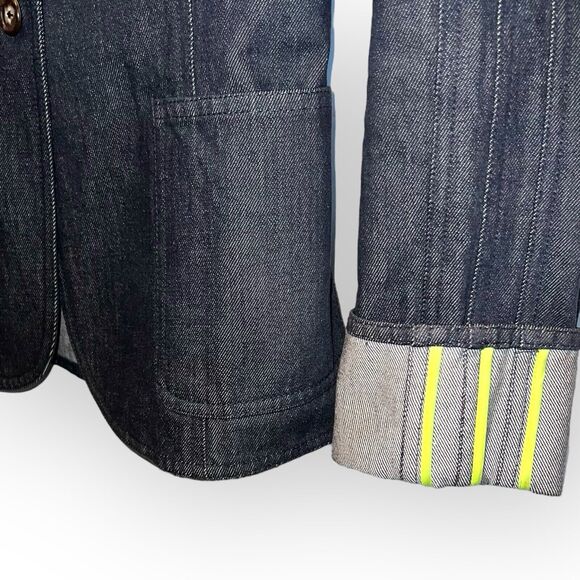 DKNY Womens Denim Jacket Selvedge Hi-Vis Trim Urban Denim Office Wear - Picture 2 of 15